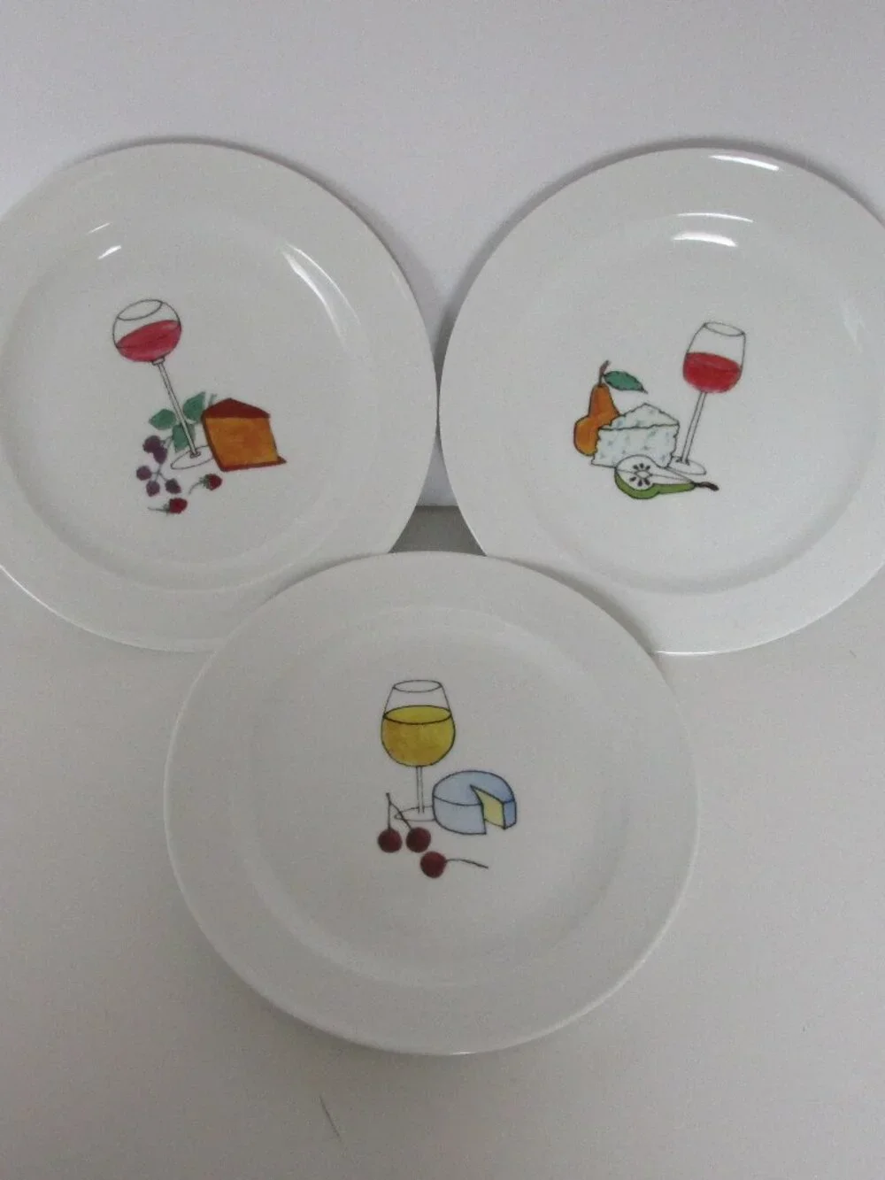 set of wine & cheese plates